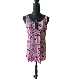 Ellen Tracy Floral Print Blouse Tunic – Keyhole Neckline, Women’s